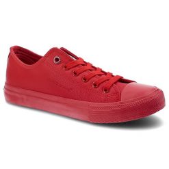 Trampki damskie Cross Jeans, wykonane z materiału o gładkiej powierzchni z klasycznym sznurowaniem gumowym noskiem, czerwone, DD2R4032CFW20. Czerwone trampki i tenisówki damskie Cross Jeans, bez wzorów, z gumy, bez zapięcia. Za 70.21 zł.