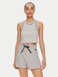 Tommy Hilfiger Top UW0UW05232 Szary Slim Fit. Szare topy damskie Tommy Hilfiger, m, bez wzorów, z bawełny, bez kołnierzyka, bez ramiączek. Za 169.99 zł.