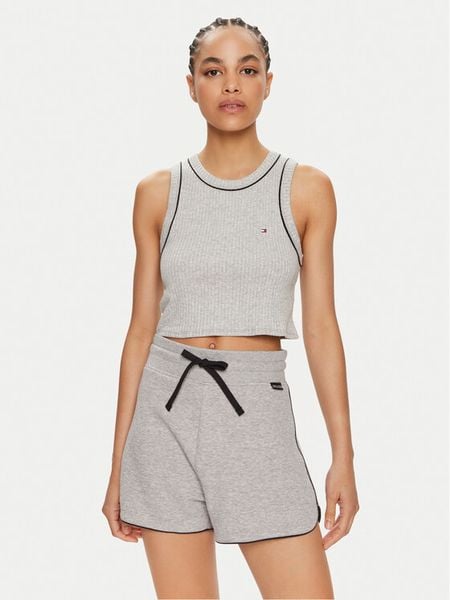 Tommy Hilfiger Top UW0UW05232 Szary Slim Fit. Szare topy damskie Tommy Hilfiger, m, bez wzorów, z bawełny, bez kołnierzyka, bez ramiączek. Za 169.99 zł.