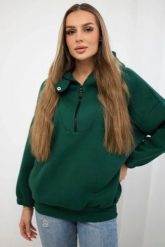 Bluza z kapturem ciemno zielona. Zielone bluzy damskie KESI, l, bez wzorów, z bawełny, bez ramiączek, z kapturem. Za 218.51 zł.