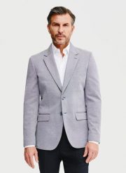 Granatowa marynarka melanż. Garnitury męskie Pako Lorente, na wiosnę, m, bez wzorów, z bawełny, casualowe. Za 399.99 zł.