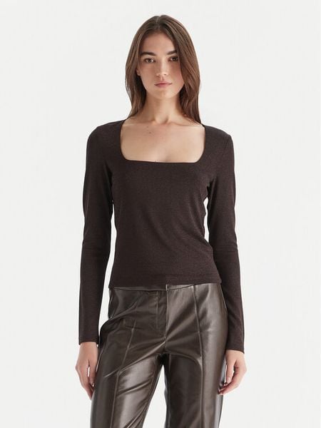 Vero Moda Bluzka Kanva 10336088 Brązowy Regular Fit. Brązowe bluzki damskie Vero Moda, s, bez wzorów, z syntetyku, bez kołnierzyka, bez ramiączek. Za 59.99 zł.