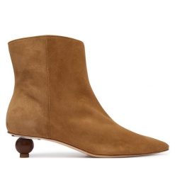 Botki Weekend Max Mara. Brązowe botki damskie Weekend Max Mara, bez wzorów, bez obcasa, na słupku, bez zapięcia. Za 2,489.00 zł.