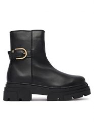Tommy Hilfiger Botki Leather Chunky Th Buckled Boot FW0FW09549 Czarny. Czarne botki damskie Tommy Hilfiger, bez wzorów, ze skóry, bez obcasa, na płaskiej podeszwie, bez zapięcia. Za 749.99 zł.