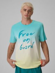 4F T-shirt regular z nadrukiem męski - multikolor M. T-shirty męskie 4F, m, bez wzorów, z jeansu, bez kołnierzyka, bez ramiączek. Za 89.99 zł.