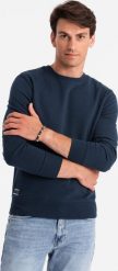 Ombre Bawełniana męska nierozpinana bluza dresowa BASIC granatowa V1 OM-SSBN-0159 M. Bluzy męskie Ombre, m, bez wzorów, z bawełny, bez ramiączek, bez kaptura. Za 139.99 zł.