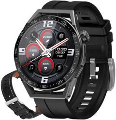 Zegarek SMARTWATCH Rubicon E88 black / black silicone / black leather. Czarne zegarki smartwatch Rubicon, bez wzorów. Za 247.99 zł.