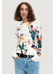 Desigual Sweter Nantes Lacroix 26SWJF35 Écru Regular Fit. Swetry nierozpinane damskie Desigual, l, bez wzorów, z syntetyku, bez kołnierzyka, bez ramiączek. Za 429.99 zł.
