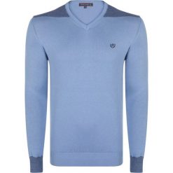 FELIX HARDY sweter męski XXL niebieski. Niebieskie swetry męskie Felix Hardy, m, z aplikacjami, bez kołnierzyka, bez ramiączek. Za 169.00 zł.
