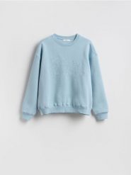 Bluza z haftem - jasnozielony. Zielone bluzy damskie Reserved, l, bez wzorów, z bawełny, bez ramiączek, bez kaptura. Za 99.99 zł.