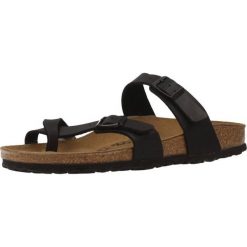 Klapki damskie Birkenstock Mayari BF. Czarne klapki damskie Birkenstock, bez wzorów, z materiału, sportowe, bez obcasa, bez zapięcia. Za 517.00 zł.