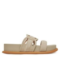 Klapki Liu Jo. Brązowe klapki damskie Liu Jo, bez wzorów, bez obcasa, bez zapięcia. Za 329.99 zł.