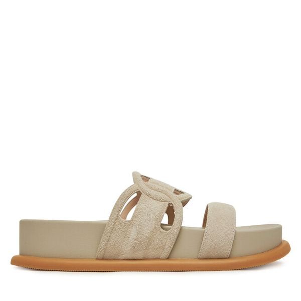 Klapki Liu Jo. Brązowe klapki damskie Liu Jo, bez wzorów, bez obcasa, bez zapięcia. Za 489.99 zł.