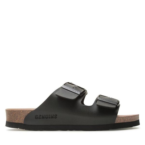 Klapki Genuins. Czarne klapki damskie Genuins, bez wzorów, bez obcasa, bez zapięcia. Za 169.99 zł.