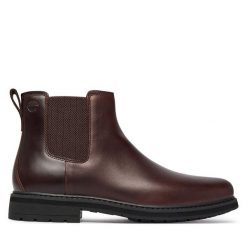 Sztyblety Timberland. Brązowe botki męskie Timberland, bez wzorów, bez obcasa, bez zapięcia. Za 779.99 zł.