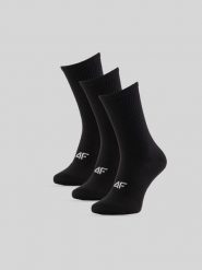 4F Skarpetki długie (3-pack) damskie - czarne 39-42. Czarne skarpetki damskie 4F, bez wzorów, z bawełny. Za 59.99 zł.
