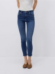 Jeansy slim push up - niebieski. Niebieskie jeansy damskie Reserved, bez wzorów, z bawełny. Za 89.99 zł.