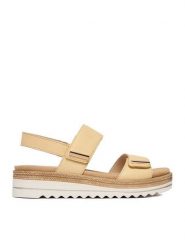 Remonte Sandały CEO-D0Q59-68 Żółty. Żółte sandały damskie Remonte, bez wzorów, ze skóry, bez obcasa, na płaskiej podeszwie, bez zapięcia. Za 379.99 zł.