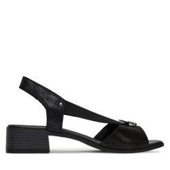 Sandały Go Soft. Czarne sandały damskie GO SOFT, bez wzorów, bez obcasa, na słupku, bez zapięcia. Za 169.99 zł.