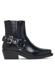 Tommy Jeans Botki Tjw Buckle Leather Cowboy Boots EN0EN03143 Czarny. Czarne botki damskie Tommy Jeans, bez wzorów, z jeansu, bez obcasa, na płaskiej podeszwie, bez zapięcia. Za 799.99 zł.