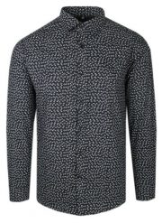 Elegancka Koszula o Taliowanym Kroju - Victorio - Drobny Wzór, Czarna. Czarne koszule męskie Victorio, uniwersalny, bez wzorów, z bawełny, eleganckie, bez kołnierzyka, bez ramiączek. Za 195.00 zł.