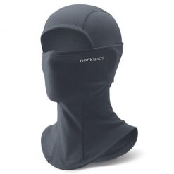 Czapka z daszkiem na zewnątrz, wiatroszczelna, kominiarka, osłona na szyję. Szare czapki damskie ROCKBROS, na jesień, bez wzorów, z elastanu, sportowe. Za 63.60 zł.