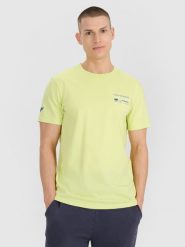 4F T-shirt regular z nadrukiem męski - zielony XL. Zielone t-shirty męskie 4F, m, bez wzorów, z bawełny, bez kołnierzyka, bez ramiączek. Za 49.99 zł.