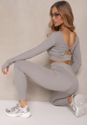 Jasnoszary Komplet Sportowy Legginsy High Waist i Longsleeve z Ozdobnym Tyłem Dasalle. Szare legginsy damskie Renee, m, bez wzorów, z jeansu, z podwyższonym stanem, długie, na fitness i siłownię. Za 89.99 zł.
