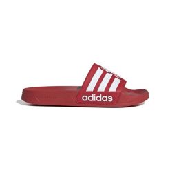 Klapki adilette Liverpool FC 2025/26. Czerwone klapki damskie Adidas, bez wzorów, eleganckie, bez obcasa, bez zapięcia. Za 194.50 zł.