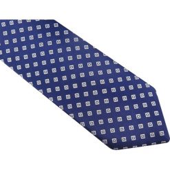 Granatowy krawat w białe kwadraty D78. Białe krawaty i muchy Modini Moda Męska, bez wzorów, z tkaniny, casualowe. Za 49.50 zł.