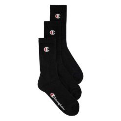 Skarpety Unisex Dla Dorosłych (zestaw 3 Sztuk). Czarne skarpety męskie Champion, bez wzorów. Za 61.99 zł.