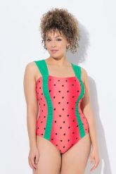 Damski Strój kąpielowy arbuz miękkie miseczki szerokie ramiączka. Brązowe stroje kąpielowe damskie Ulla Popken, plus size, bez wzorów, z elastanu. Za 233.99 zł.