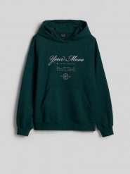 4F Bluza dresowa loose z kapturem damska - zielona M. Zielone bluzy damskie 4F, l, bez wzorów, z dresówki, sportowe, bez ramiączek, z kapturem. Za 169.99 zł.
