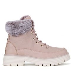 Trzewiki Beverly Hills Polo Club. Czerwone botki damskie Beverly Hills Polo Club, bez wzorów, bez obcasa, na płaskiej podeszwie, bez zapięcia. Za 169.99 zł.