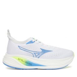 Buty do biegania Mizuno. Białe obuwie sportowe damskie Mizuno, bez wzorów, bez zapięcia, do biegania. Za 629.99 zł.
