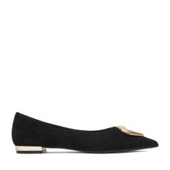 Baleriny Eva Minge. Czarne balerinki damskie Eva Minge, bez wzorów, bez obcasa, bez zapięcia. Za 319.99 zł.