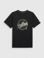 4F T-shirt regular z nadrukiem męski - czarny XL. Czarne t-shirty męskie 4F, m, bez wzorów, z bawełny, bez kołnierzyka, bez ramiączek. Za 69.99 zł.