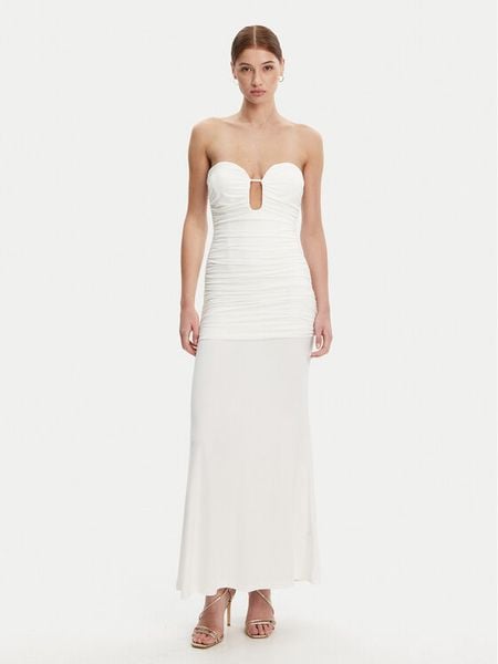Bardot Sukienka wieczorowa 59692DB1 Biały Slim Fit. Białe sukienki damskie Bardot, bez wzorów, z syntetyku, wizytowe, bez kołnierzyka, bez ramiączek. Za 319.99 zł.