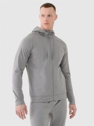 4F Bluza treningowa szybkoschnąca męska - szara S. Szare bluzy sportowe męskie 4F, m, bez wzorów, z dzianiny, z kapturem, do biegania. Za 199.99 zł.