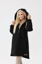 Czarna damska bluza Mona z kapturem PLUS SIZE XXL OVERSIZE JESIEŃ. Czarne bluzy damskie Moda Size Plus Iwanek, na jesień, plus size, bez wzorów, z bawełny, eleganckie, bez ramiączek, z kapturem. Za 329.90 zł.