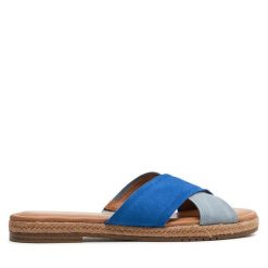 Klapki Tamaris. Niebieskie klapki damskie Tamaris, bez wzorów, bez obcasa, bez zapięcia. Za 349.99 zł.