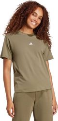 Koszulka damska adidas Essentials Small Logo Cotton khaki JI6074 S. Brązowe bluzki damskie Adidas, s, bez wzorów, bez kołnierzyka, bez ramiączek. Za 182.74 zł.