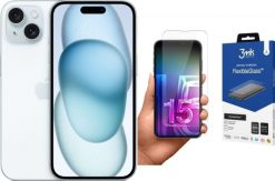 Smartfon Apple iPhone 15 128GB Blue (MTP43) + FlexibleGlass. Niebieskie smartfony Apple. Za 3,281.00 zł.