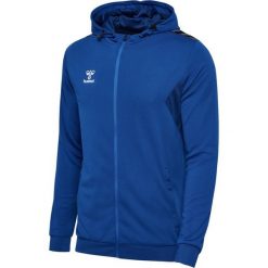 Bluza z kapturem i zamkiem błyskawicznym Hummel Authentic. Niebieskie bluzy sportowe męskie Hummel, bez wzorów, z polaru, z kapturem, na fitness i siłownię. Za 278.50 zł.