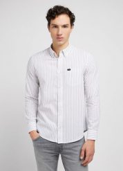 LEE MĘSKA KOSZULA LEE BUTTON DOWN OLIVE GROVE 112349958 L880045022. Zielone koszule męskie Lee, l, bez wzorów, bez kołnierzyka, bez ramiączek. Za 179.99 zł.