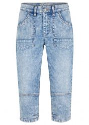 Jeansy rybaczki, mid waist, ze stretchem. Niebieskie jeansy damskie bonprix, bez wzorów, z jeansu. Za 112.99 zł.