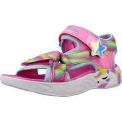 Sandały SKECHERS DREAMY UNICORNS Rose. Czerwone sandały damskie Skechers, bez wzorów, z tkaniny, bez obcasa, bez zapięcia. Za 196.99 zł.