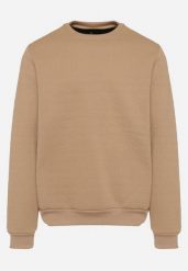 Beżowa Bluza Ozdobiona Tłoczonymi Literami Hanira. Brązowe bluzy męskie Born2be, l, bez wzorów, wizytowe, bez ramiączek, bez kaptura. Za 79.99 zł.