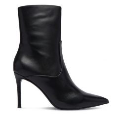 Botki Eva Minge. Czarne botki damskie Eva Minge, bez wzorów, bez obcasa, na szpilce, bez zapięcia. Za 449.99 zł.