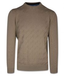 Sweter, Beżowy Okrągły Dekolt, U-neck, Męski, Elegancki -QUICKSIDE. Brązowe swetry męskie Quickside, m, bez wzorów, z bawełny, biznesowe, bez kołnierzyka, bez ramiączek. Za 135.00 zł.